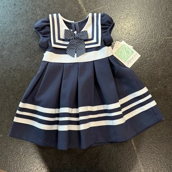 Vintage 90s Sailor Dress - Navy/White 2T - Picture 7 of 8
